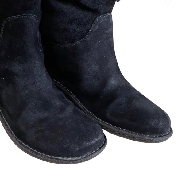 UGG Kaylana Black Suede Leather Warm Sheepskin Lined Pull On Winter Boots - Picture 7 of 16